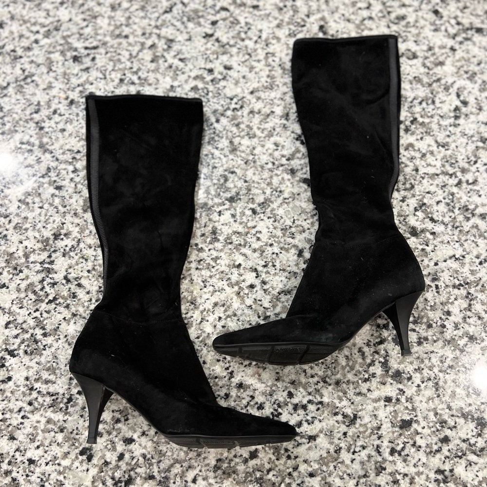 Prada tall suede heeled boots - Picture 2 of 15